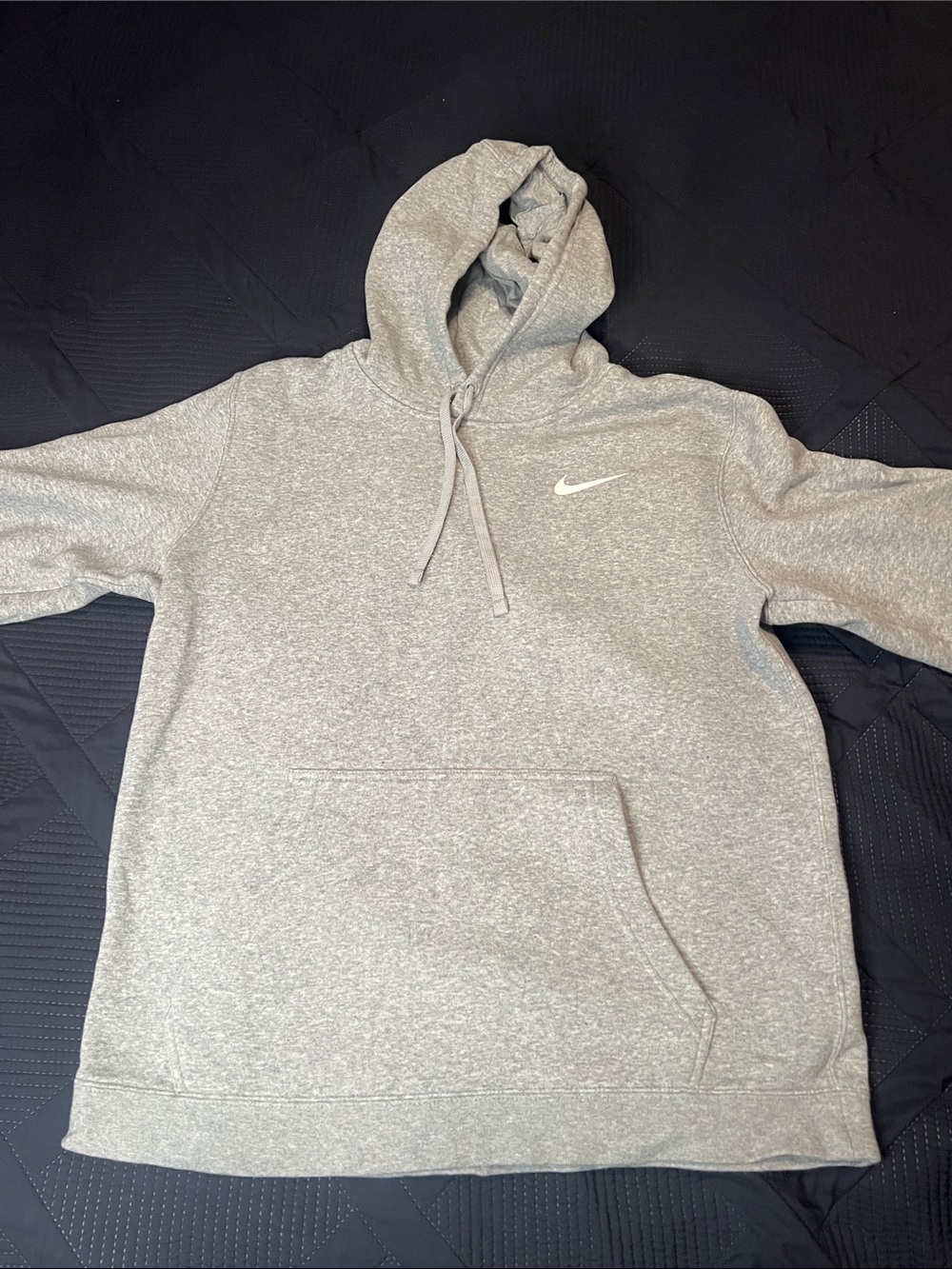 Nike Light Grey Heather Pullover Hoodie with White Swoosh
